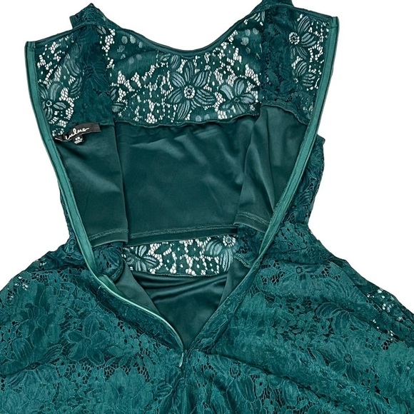 LULU'S Everleigh Forest Green Teal Lace Skater Mini Sleeveless Dress Size XS - Picture 11 of 16